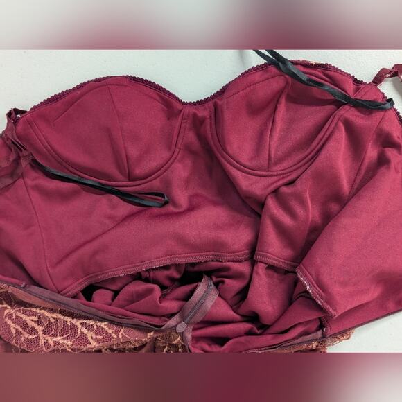 Rtr sz0 Katie May Venus Jumpsuit red wine lace gold shimmer metallic skinny 1 PC - Picture 10 of 13